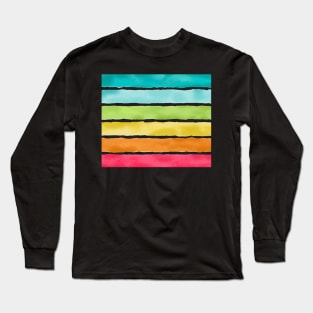 Watercolor Colorful Stripes Long Sleeve T-Shirt